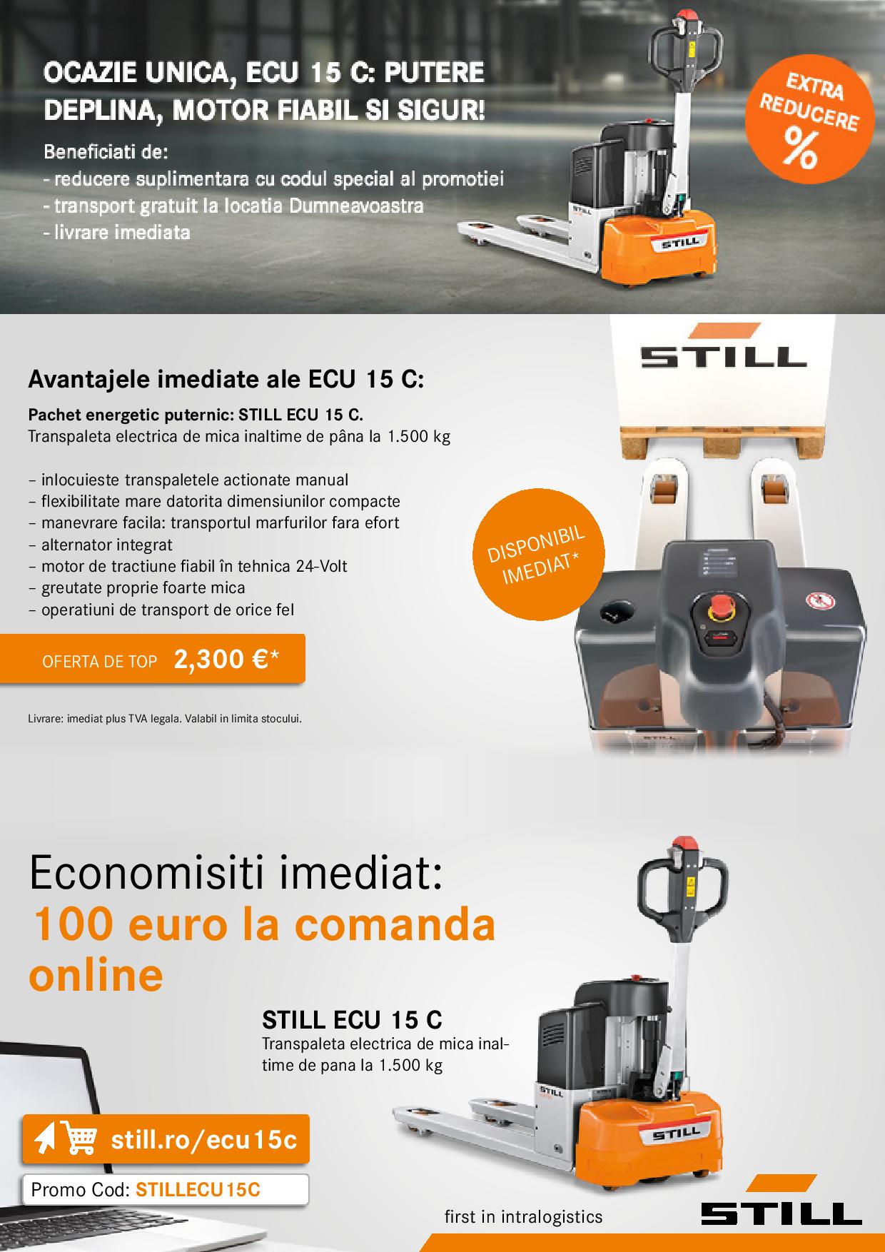 Ocazie unică: Transpaleta STILL ECU 15 C, acum cu extra reducere!